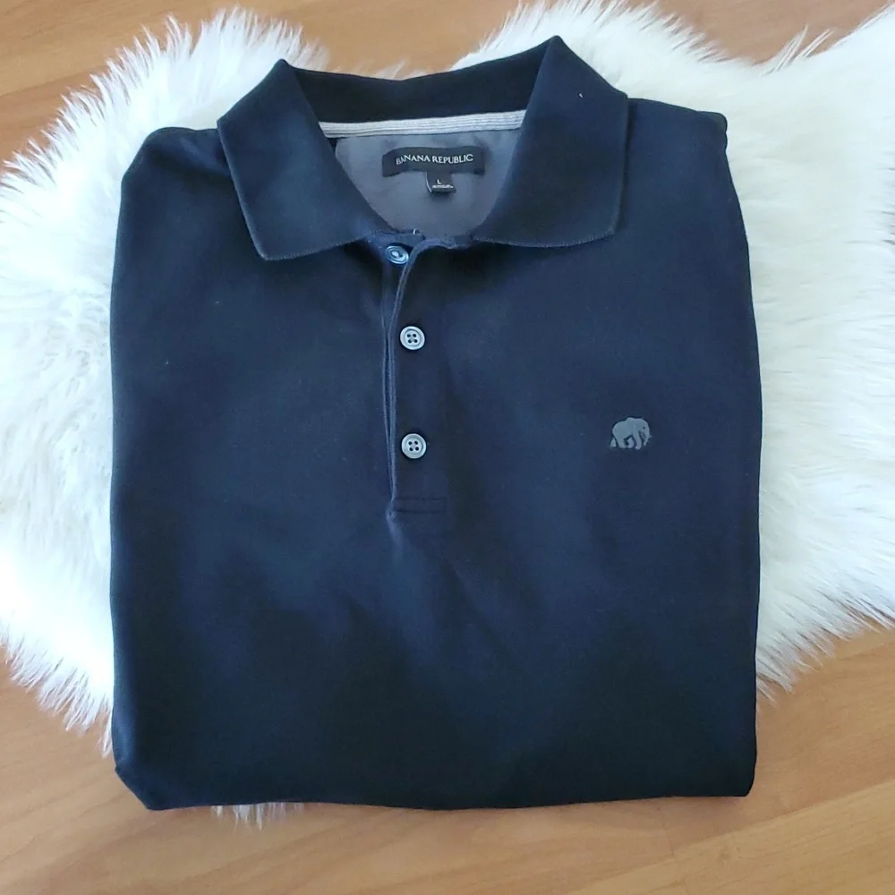 Banana Republic mens black short sleeve polo shirt Large
